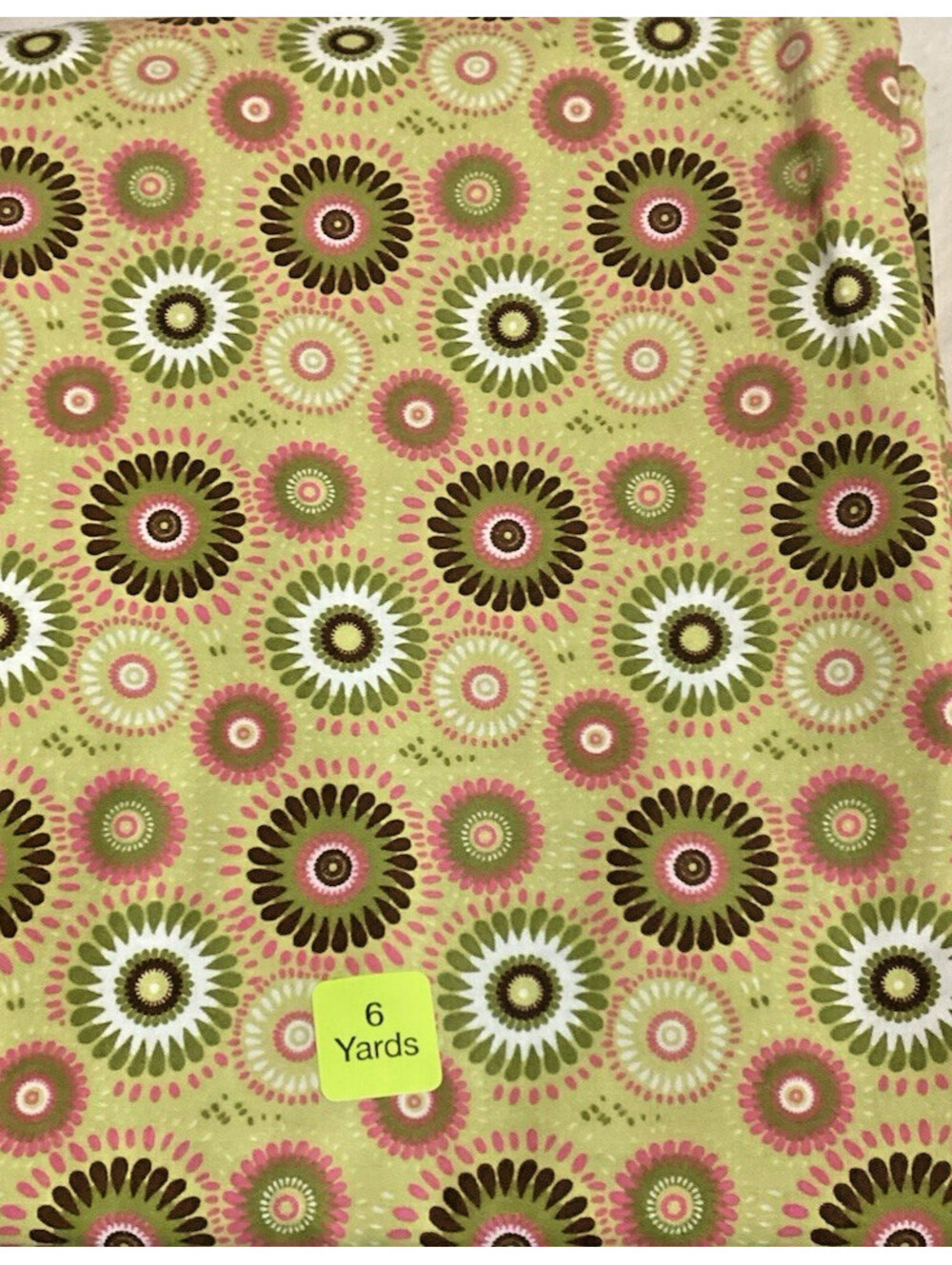 6 yds MDG Cotton Fabric Lucky Medallion Mustard Background
